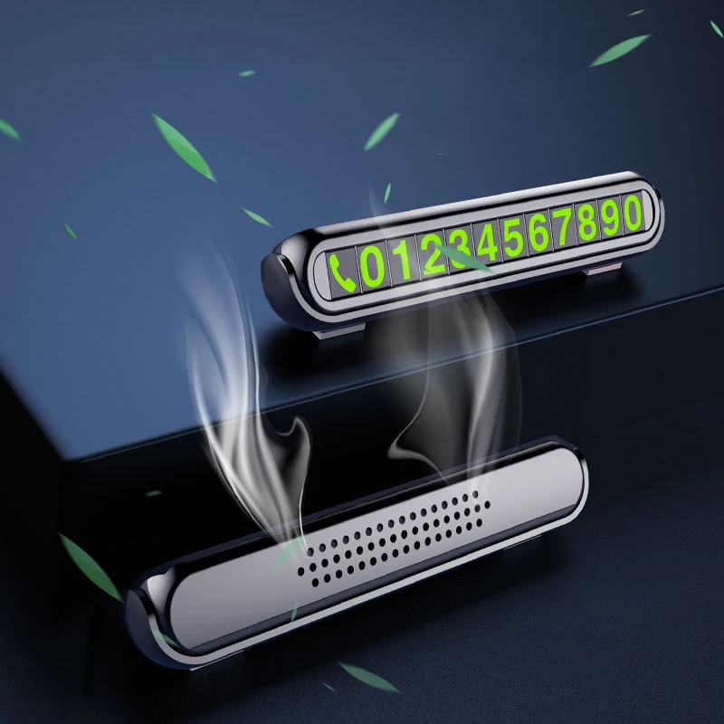 

Temporary Luminous Car Parking Card with Aromatherapy Telephone Number Card Fragrance Tank Auto Accessories Hidden Number Plate