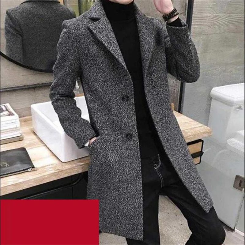 Windbreaker men's medium and long winter handsome new men's wool coat Korean version versatile cloth coat send scarf