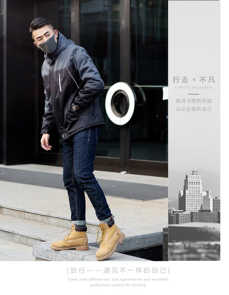 Reflective Strips Outdoor Mountaineering Clothing Cold Brushed And Thick Raincoat Jacket MEN'S Cotton Padded Clothing Coat Custo