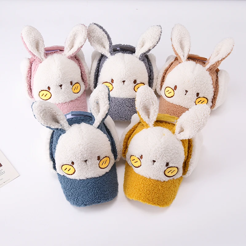 

New Fashion Children Lei Feng hat Cute Rabbit Ears protection one-piece cap patch Warm Boys baseball cap Girls Peaked cap