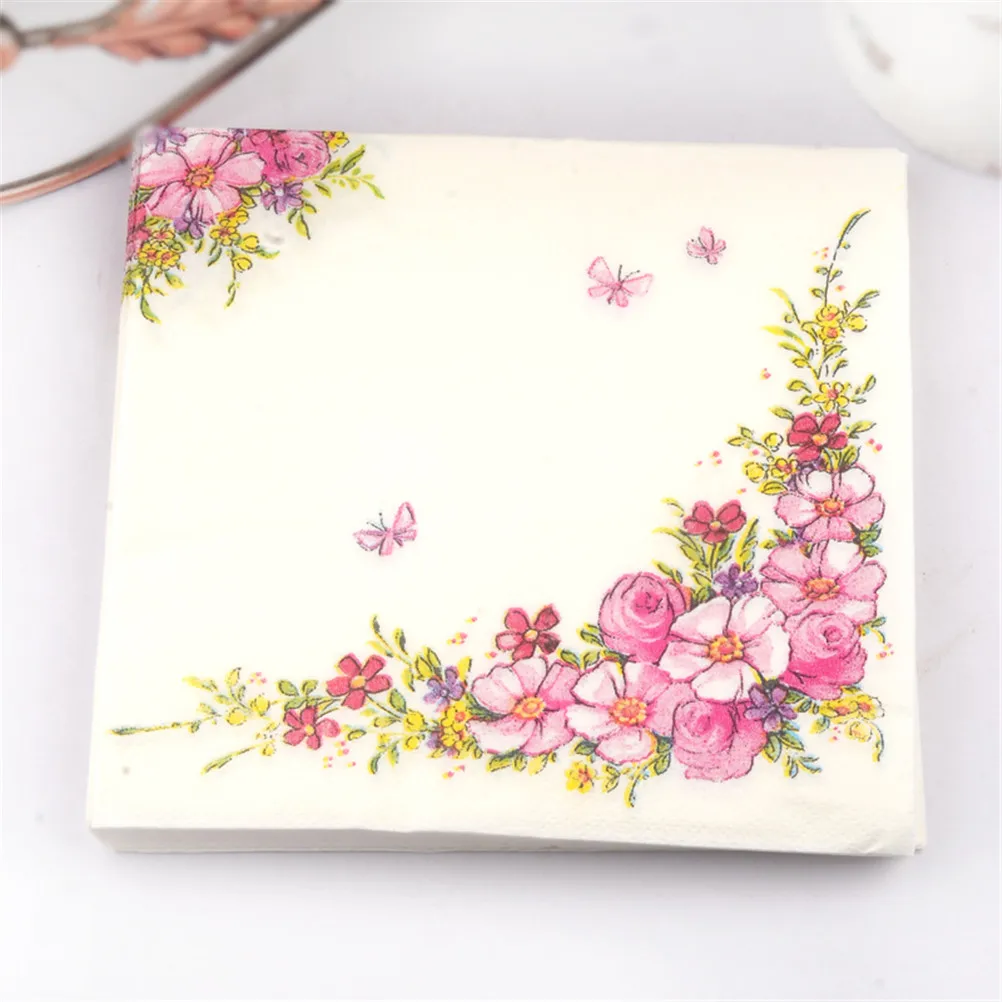 20pcs/pack Pink Flowers Beauty Design Paper Napkins Cafe & Party Tableware Tissue Napkins Decoupage Decoration Paper 33cm*33cm paper napkins,tissue paper decoration