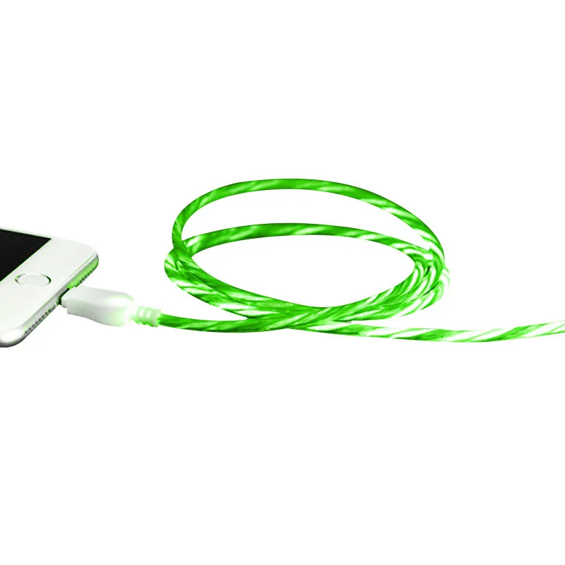 Green Светящийся стример Micro-USB кабель передачи данных для быстрой зарядки для Android Z - Цвет: Green