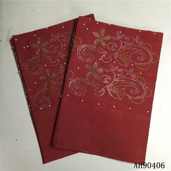 

aso oke with stones red lace tissu dentelle asoke headtie beaded fabric auto gele headtie african fabric 2piece/set