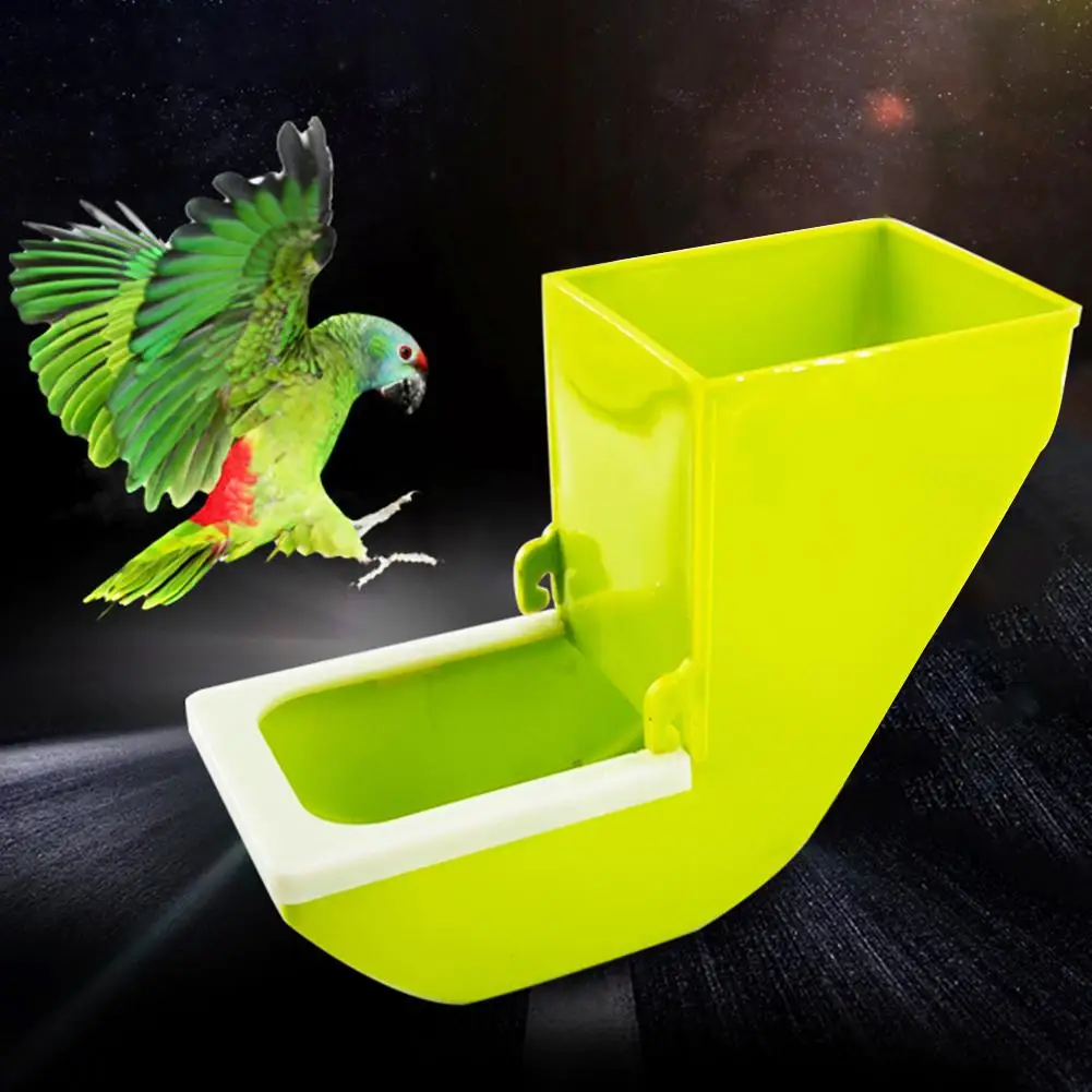 

Bird Parrot Feeder Seed Serving Tray Hanging Cage Outdoor Food Holder Dispenser