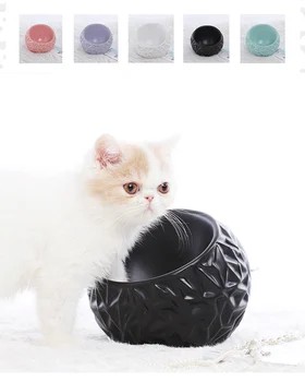 

Round Pet Cat Food Bowls with Large Capacity Non-Slip Ceramics Cat Feeding Bowls Easy Clean Pet Feeder