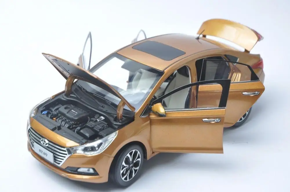 1:18 литая модель для Hyundai Verna Solaris 2016 оранжевая игрушечная машинка из сплава