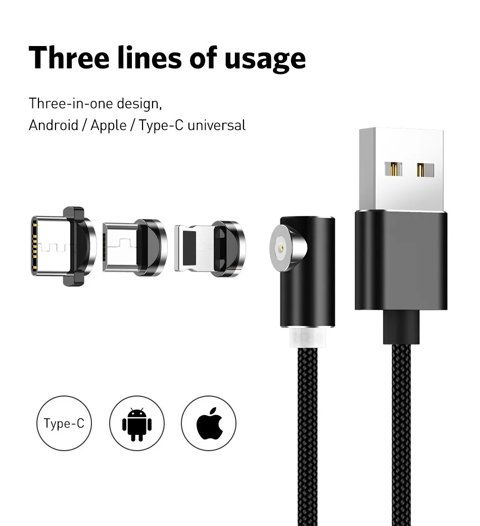 Lovebay 2 м Быстрый Магнитный кабель type C Micro usb зарядка для iPhone samsung Android мобильный телефон Магнитный кабель зарядное устройство кабель