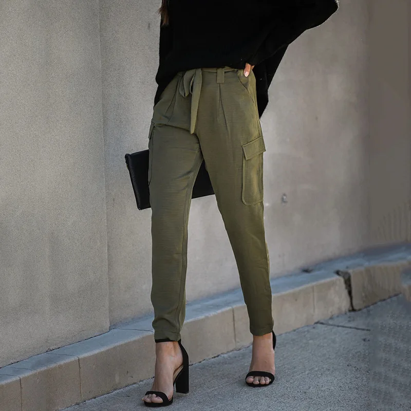 Spring Big Pockets Cargo Pants Women High Waist Loose Streetwear Pants Casual Tactical Trouser Hip Hop High Quality Pants 2020