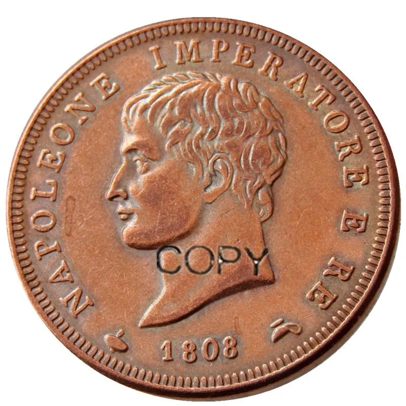 Итальянский ST Kingdom Of Napoleon I 1808 1 SOLDO сделано в медной копии монет