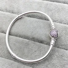 925 пробы Серебряная Классическая фиолетовая в форме сердца браслет женский шарм мода DIY Ювелирные изделия торговля