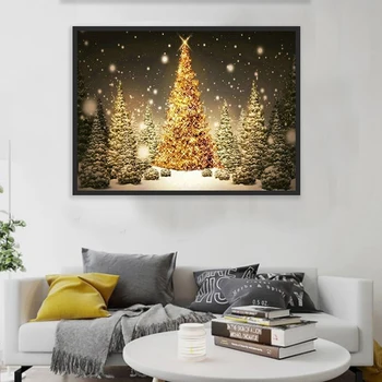 

DIY Diamond Embroidery Landscape 5D Diamond Painting Christmas Full Drill Round Tree Picture Of Rhinestone Decor Home
