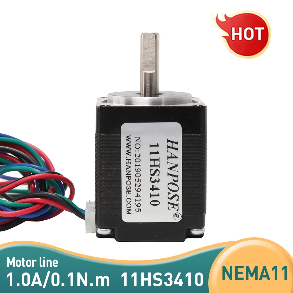Качественный 4-проводной шаговый двигатель 11HS3410 Nema 11 34 мм 28bygh 1.0A CE ROSH ISO CNC лазерный