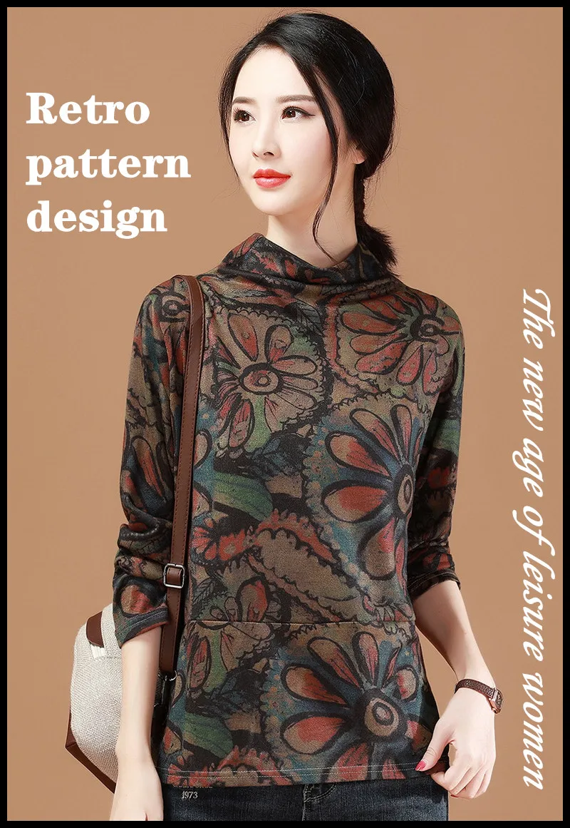 High-grade new women's retro pattern design casual all-match comfortable soft breathable fashion Anti-Pilling noble pullover High-grade new women's retro pattern design casual all-match comfortable soft breathable fashion Anti-Pilling noble pullover