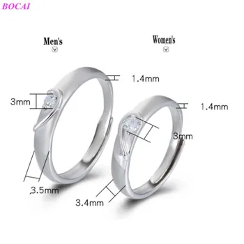 

BOCAI S925 Sterling Silver rings for men ane women half heart Thai silver ring for lovers 2020 new fashion popular jewelry