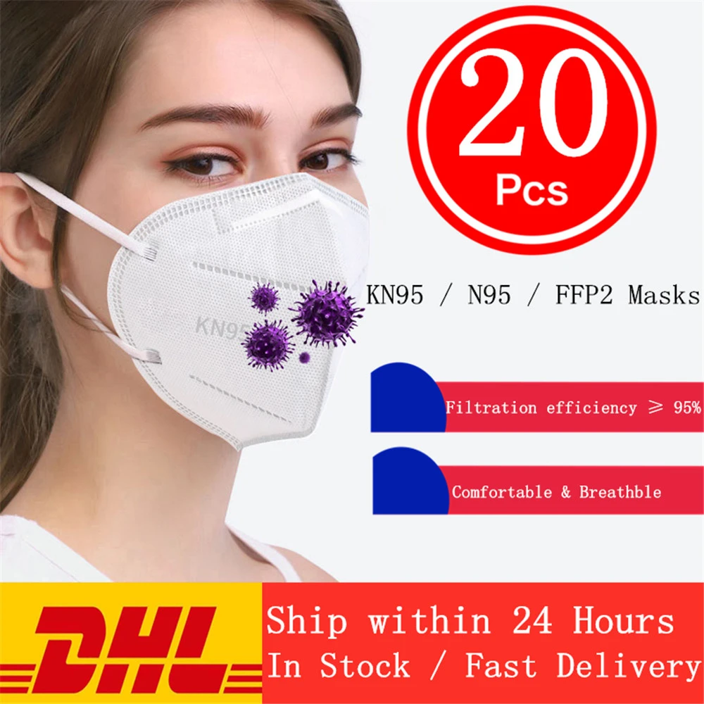 

20pcs KN95 5 Layers Mask Anti Flu Anti Infection N95 Masks Particulate Respirator PM2.5 Protective Safety Same as KF94 FFP2