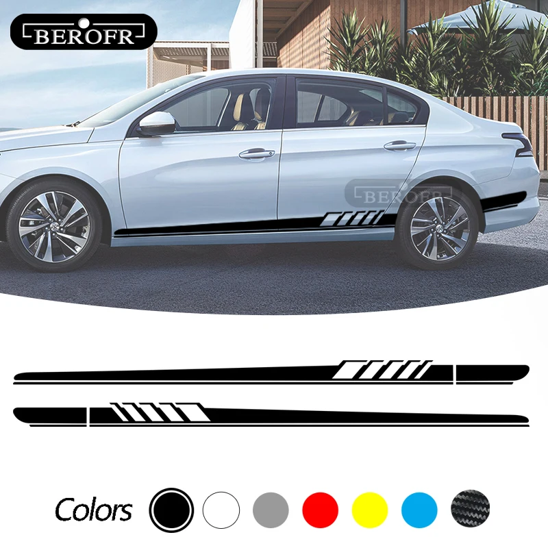 2 Pezzi Per Peugeot 307 206 308 407 207 3008 208 508 2008 301 408 607 4008 5008 Car Long Side Stripe Sticker Accessori Tuning Auto