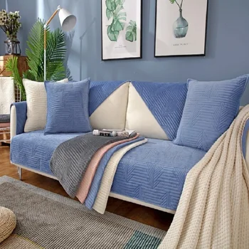 

1 Piece Autumn and winter plush solid color sofa cover modern minimalist plain combination sofa cushion cover sofa towel