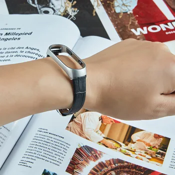 

For MiBand 4 3 Wristbands Replacement Strap for Xiaomi Mi Band 4 3 Colorful Leather M Band 4 3 Metal Strap PU Stainless Bracelet