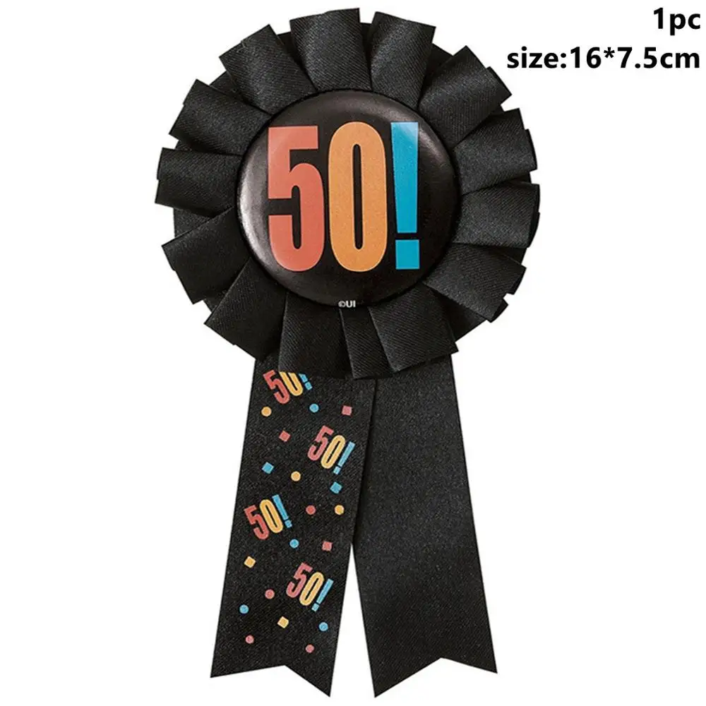 Taoup Gold 50th Birthday Party Tableware Cups Plates Towels Table Cover Happy 50 Birthday Party Decors Adult Parents Grandparent - Цвет: 50th Badge