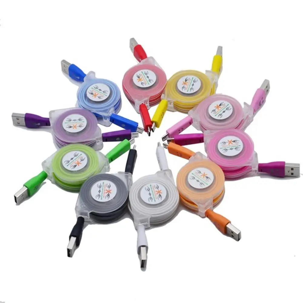 

LED Light Micro USB To USB Retractable Cable Data Charger Charging Cord ForPhone Bidirectional Reversible High Quality Luminous