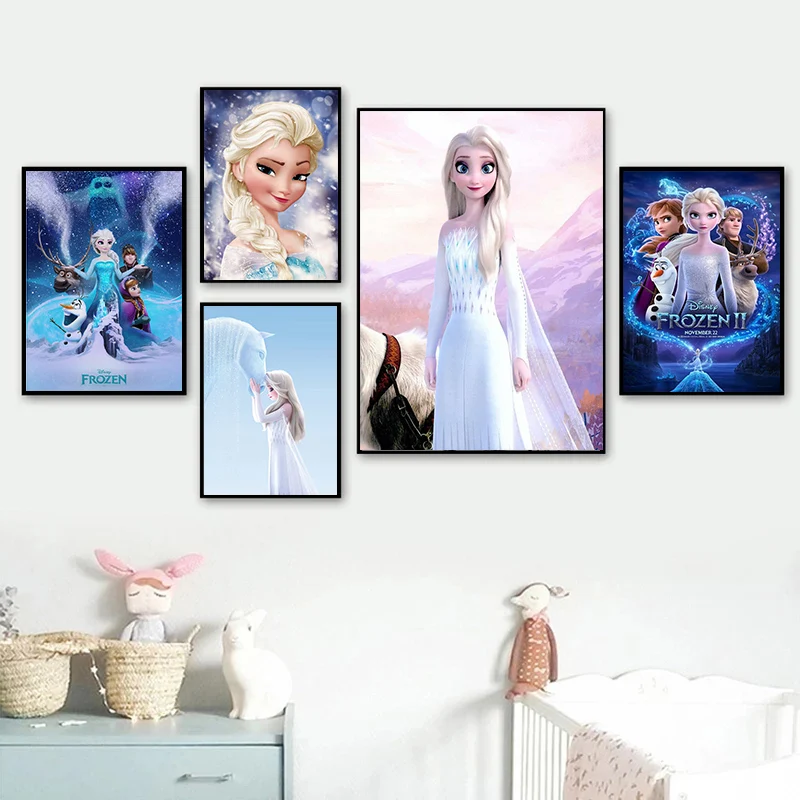 Disney Movie FROZEN 2 Canvas Painting Princess Anna Elsa Posters and