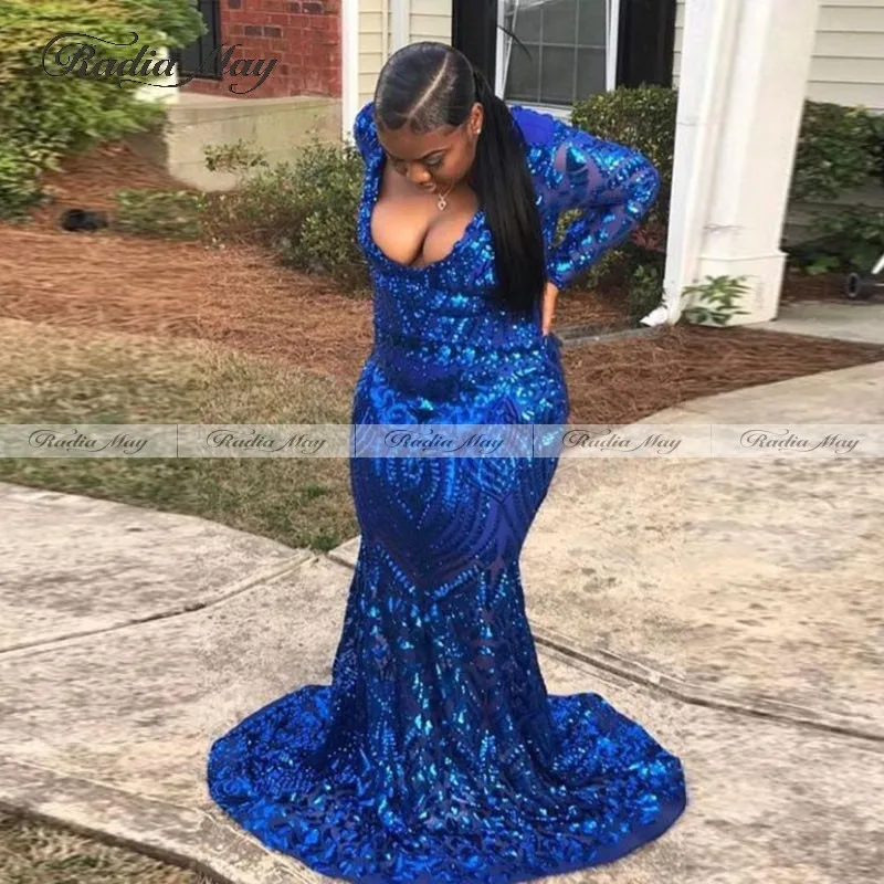 royal blue sequin dress long