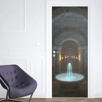 

Wooden Doors Refurbish Door Sticker Magic portal SelfAdhesive Decorative Waterproof Wall Decal Mural christmas Gift For children