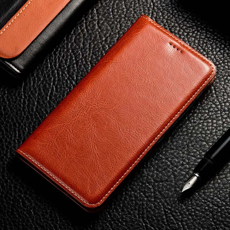 Magnet Genuine Leather Skin Flip Wallet Book Phone Case