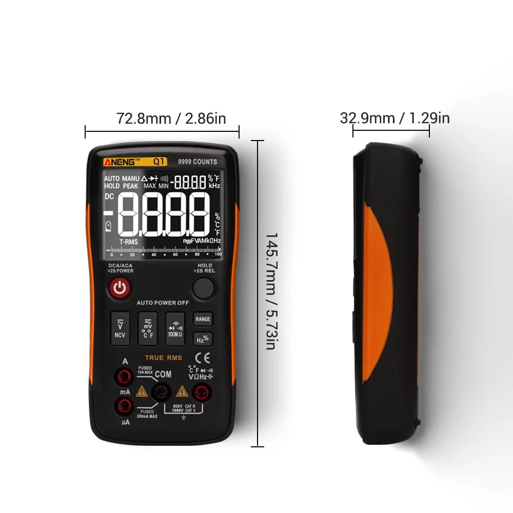 ANENG Q1 Цифровой мультиметр 9999 Аналоговый тестер True RMS Профессиональный DIY транзисторный конденсатор NCV тестеры метр