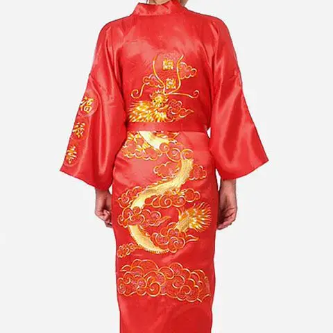 Китайский стиль, мужская одежда для сна, кимоно, элегантное черное повседневное банное платье, домашняя одежда, удобная мягкая ночная рубашка интимное нижнее белье - Цвет: Red Robe