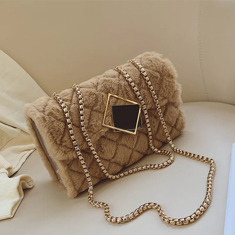

Plush Bags Winter mini bag Crossbody bag Small Handbags leopard women messenger bags Shoulder with special lock Bolsa Feminina