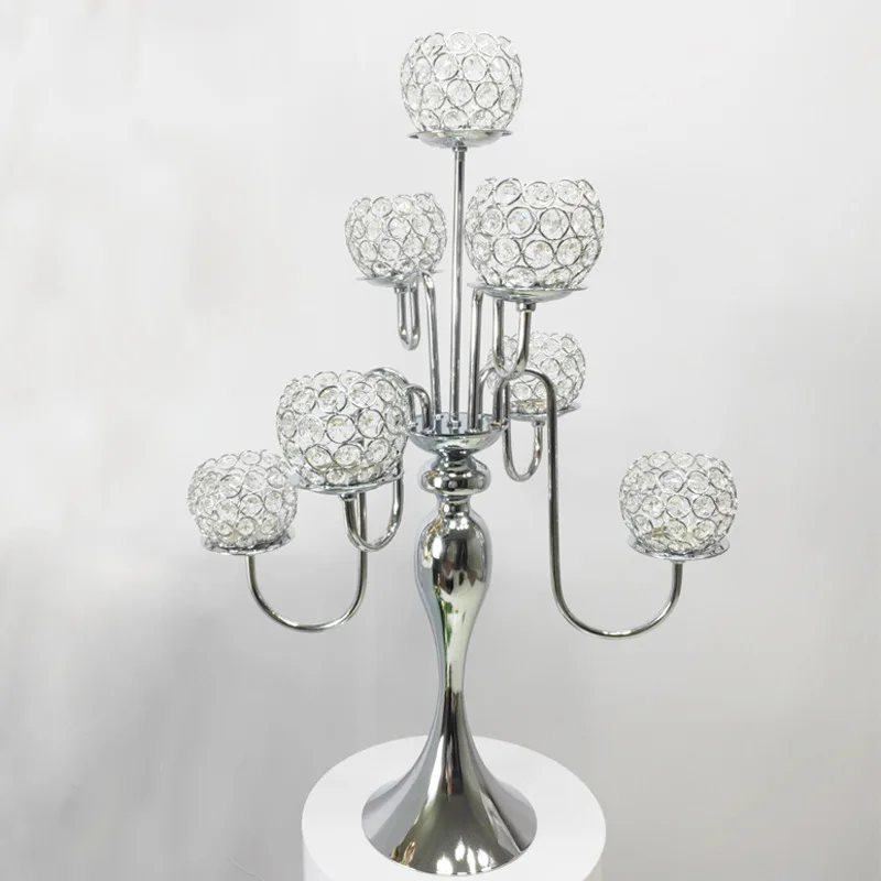 Silver 50X75cm 10 шт./лот настольные подсвечники покрытие металлический подсвечник геометрический круглый романтическая свечка держатели для свадьбы Ужин Декор ZZT027 - Цвет: Silver 50X75cm