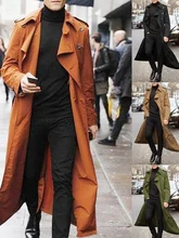2020 spring autumn new men's long windbreaker solid color fashion casual jacket lapel double-breasted male trench coat overcoat