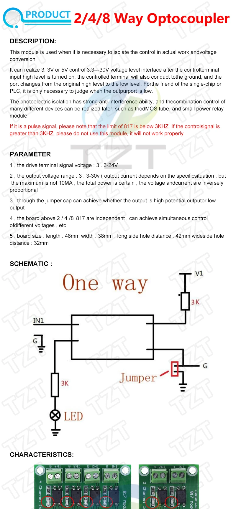Optokoppler-Isolationsplatine PC817 1 2 4 8 Kanal Spannungswandler-Adaptermodul 3,6-30V Treiber Photoelektrisch Isoliertes Modul – Detail 1