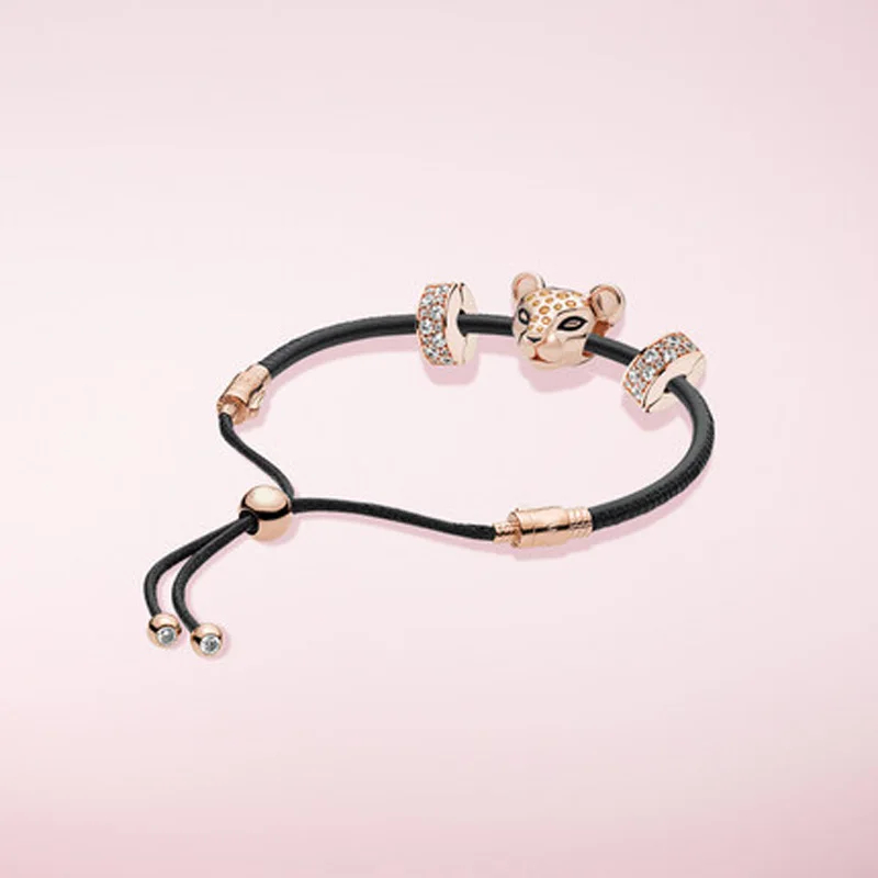 

Kaliyah 100% 925 Sterling Silver 1:1 Fall New Rose Gold Rope Shrink Bracelet Free Shipping