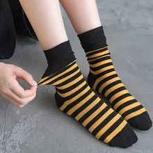 Хлопковые эластичные женские полосатые носки Harajuku винтажные уличные носки японские кавайные носки для всех сезонов