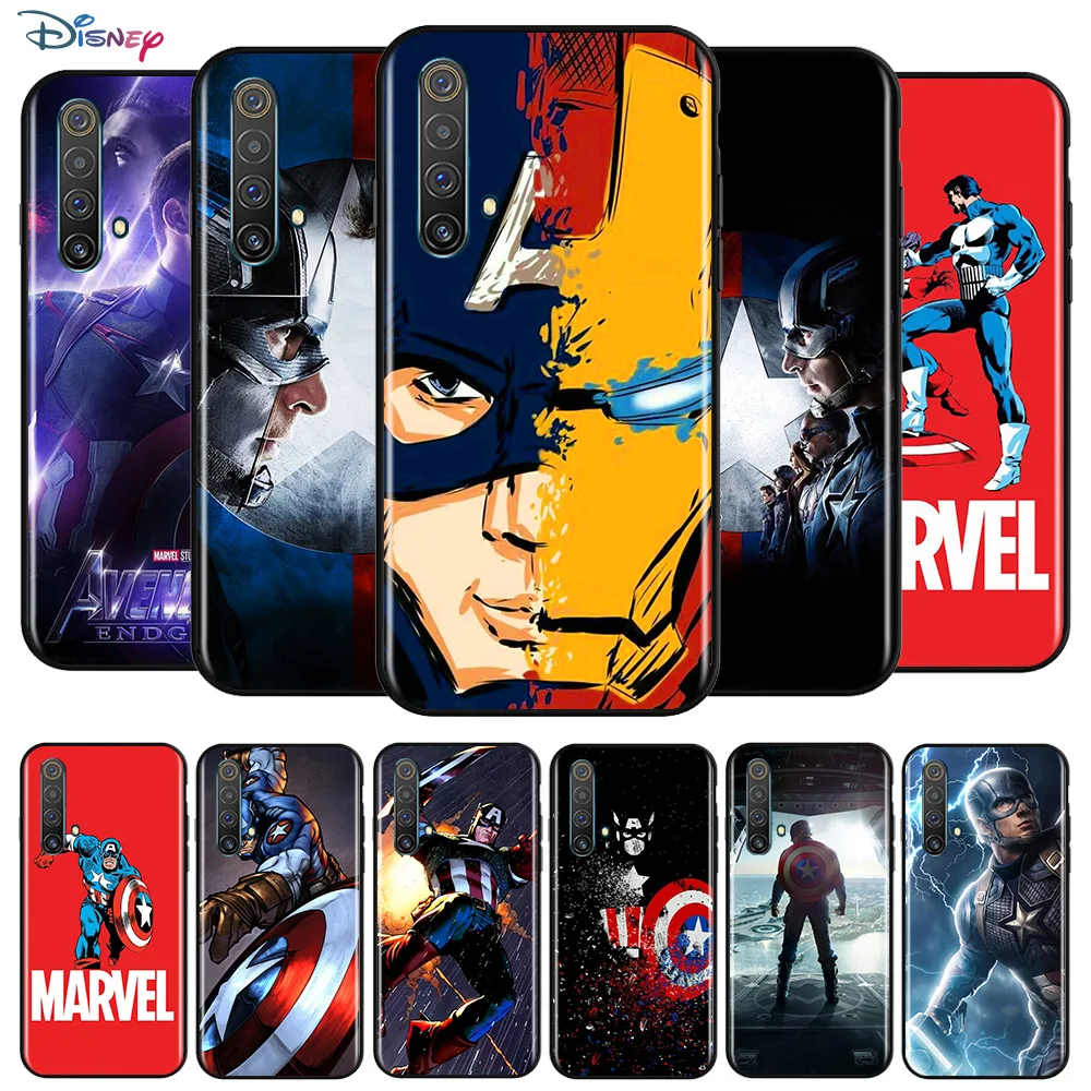 Marvel Avengers Captain America Super Hero For OPPO Reno 5 K 4 Lite 3 Pro Plus SE A 10X Zoom 2 Z F ACE 5G Soft Black Phone Case | Мобильные