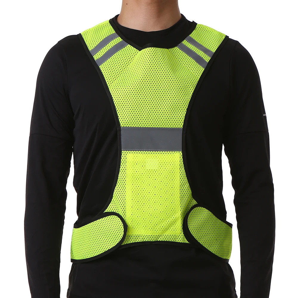 High Visibility Night Safety Vest Outdoor Sports Breathable Mesh Reflective Vest with Pocket for Running Cycling Jogging Walking