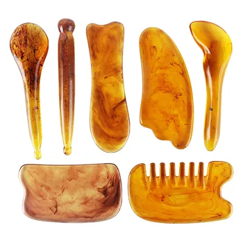 

Resin Beeswax Scraping Massage Scraping Face Back Neck Massage Acupuncture Massage Comb Healthy and Easy Anti-Cellulite