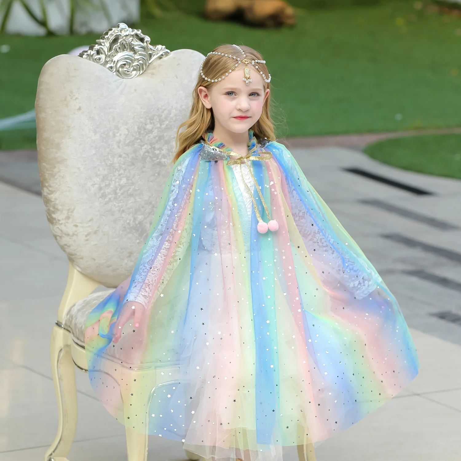 Плащ цвета радуги; костюм на Хэллоуин; детская накидка; детская шаль; одежда принцессы для девочек; плащ Essar