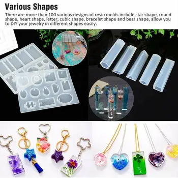 

Water drop round oval puzzle perforated crystal epoxy jewelry combination 229 drill sets mold with pendant bracelet Q8O4