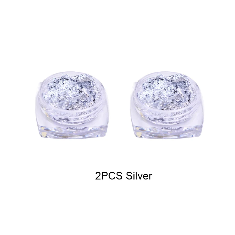 2pcs Sliver 6 коробок, Золотой Серебряный ноготь, художественная фольга, бумага, неправильные Алюминиевые наклейки для ногтей, для маникюра, 3D блеск, Гель-лак, украшение для ногтей - Цвет: 2pcs Sliver