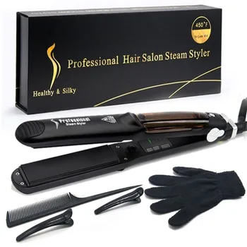 

2019 Pro Ceramic Heating Plate Vapor Steam Hair Straightener Argan Oil Steam Hair Styling Tool Adjustable Temperature