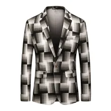 Певица костюм с несколькими карманами мужской повседневный винтажный воротник с длинными рукавами с цветочным принтом приталенный жакет пиджак пвиджак мужской#95