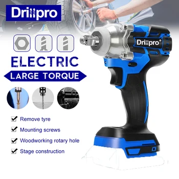 

Drillpro 18V Electric Brushless Impact Wrench Rechargeable 1/2 inch Socket Wrench Tool Cordless Without Battery Accessories