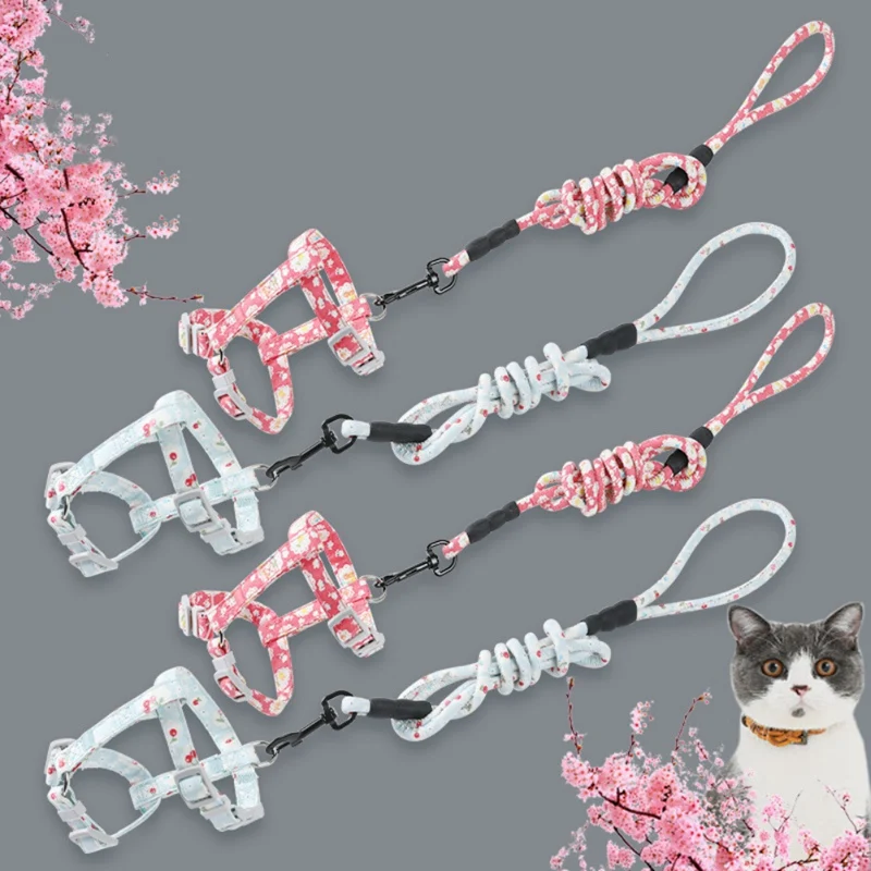 Регулируемый поводок для кошек, собак, поводок для прогулок, поводок для щенков, ошейник, дышащая сетка, Поводок для маленьких и средних собак, кошек, домашних животных