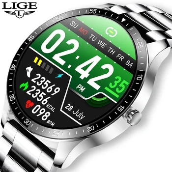 

LIGE Luxury Men Smart Watch Blood Pressure Monitoring Smart Bracelet Health Tracking IP68 Waterproof Smartwatch for Android iOS