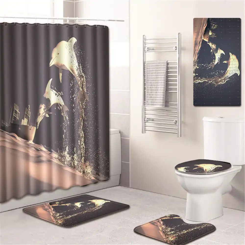 t دولفين حمام الحصير الحمام دش مجموعة