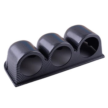 

Black Carbon Fiber Texture 2" 52mm 3 Triple Holes Dash Car Gauge Meter Pod Mount Holder Universal