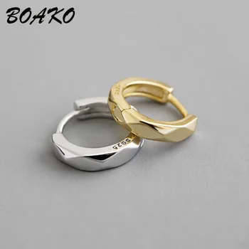 

BOAKO Thick Small Round Earrings Circle Earrings for Women 925 Sterling Silver Earrings Ear Buckle Earings Fine Jewelry